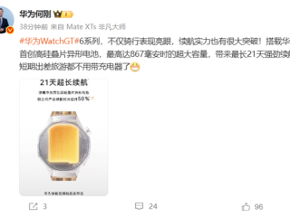 华为WATCH GT 6系列首创高硅叠片异形电池 续航突破21天 !