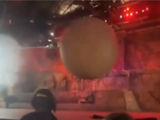 迪士尼180公斤巨球道具冲向观众 员工以身阻挡瞬间被击倒 ！