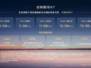 吉利最新爆款车！车长4.9米 续航2100km的银河A7预售：10.38万起 ！