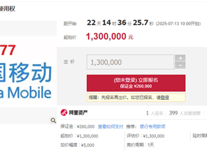 每月需消费1500元！尾号77777777手机号130万元起拍 !