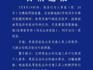 为博流量男子地铁上做怪异行为致3人恐慌受伤 官方通报：拘！ 