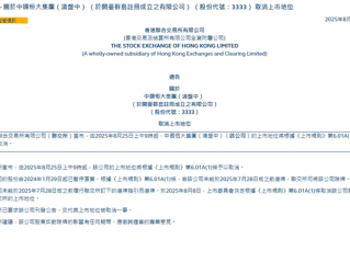4000亿市值灰飞烟灭 港交所：8月25日取消中国恒大上市地位 !