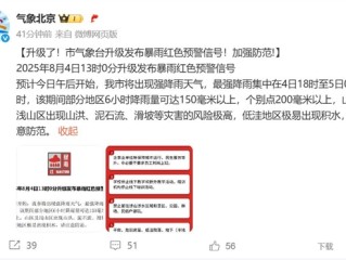 注意防范！北京再度拉响暴雨红色预警 !